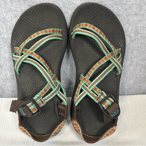 Chaco Z/Cloud X Strappy Open Toe Sandals-Orange and Teal Green-Women Size 6 - Picture 10 of 10